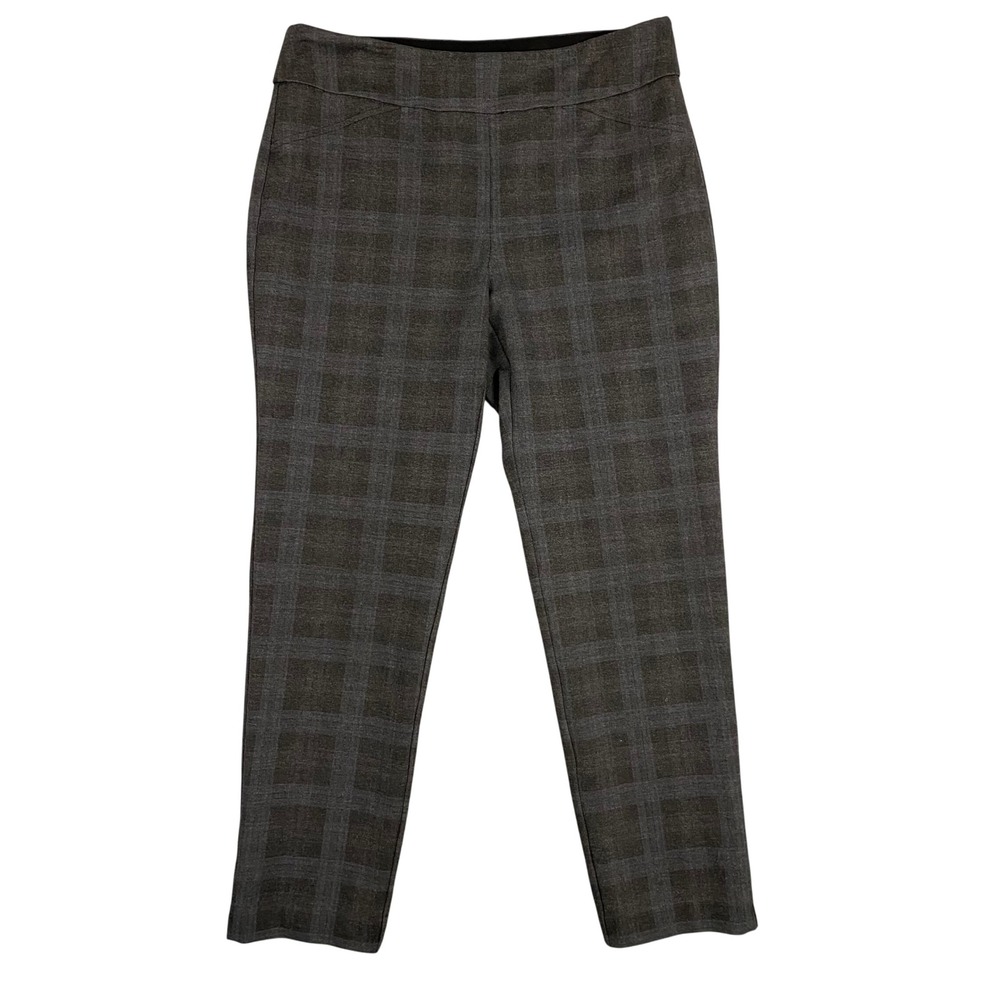Charter Club Women's‎ Cambridge Slim Plaid Pants Size 16 Gray Ponte Knit